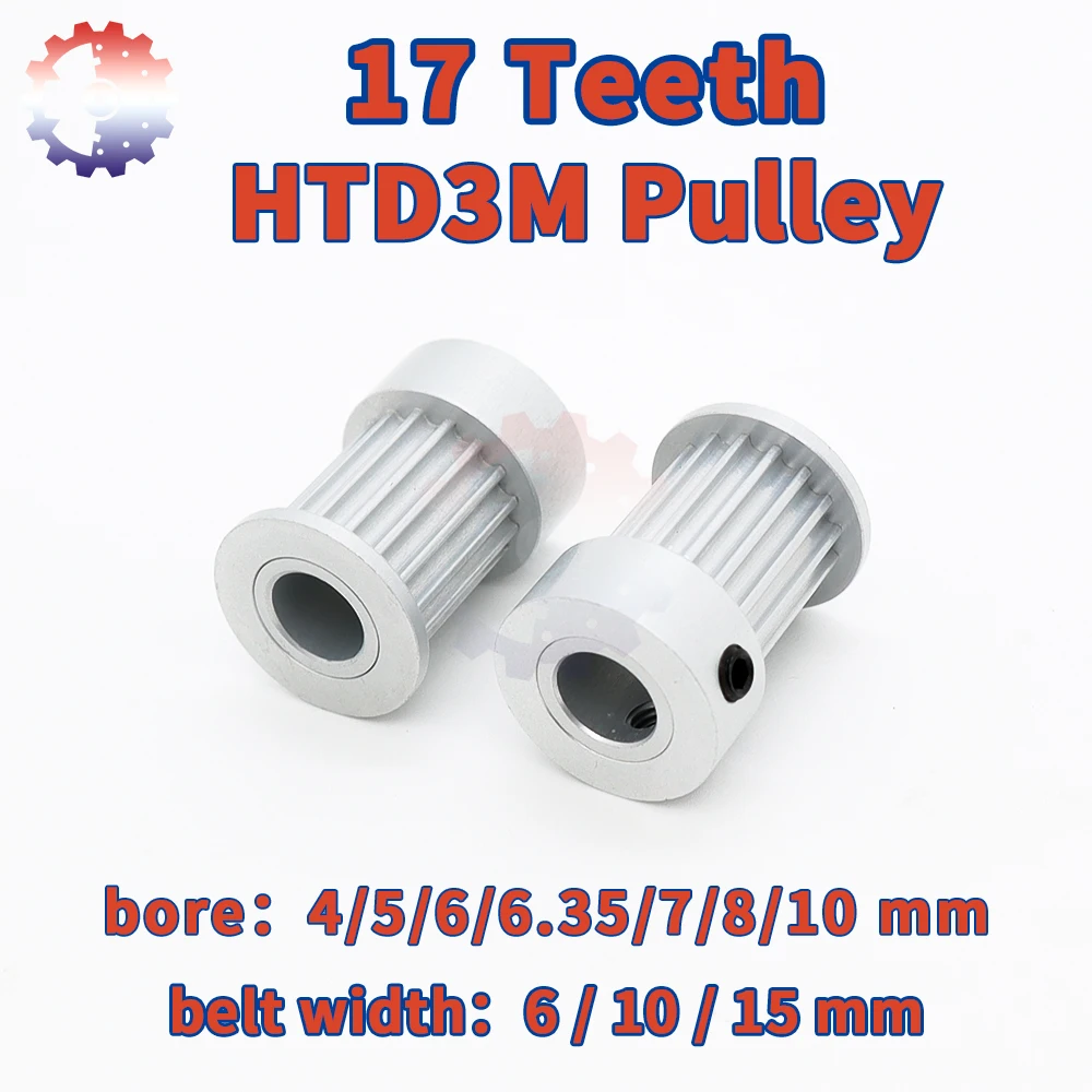 HTD 3M 17T Pulley 3M Timing Pulley Bore 4/5/6~7/8/10mm For Belt Width 6 10 15mm Pulley 17teeth 3M Synchronous Wheel HTD3M Pulley