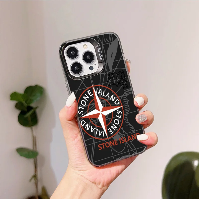 Stone Full edge film phone case LOGO For iPhone 16 15 14 13 12 11 mini Pro Max X XR XS MAX 8 7 Plus Island iphone case