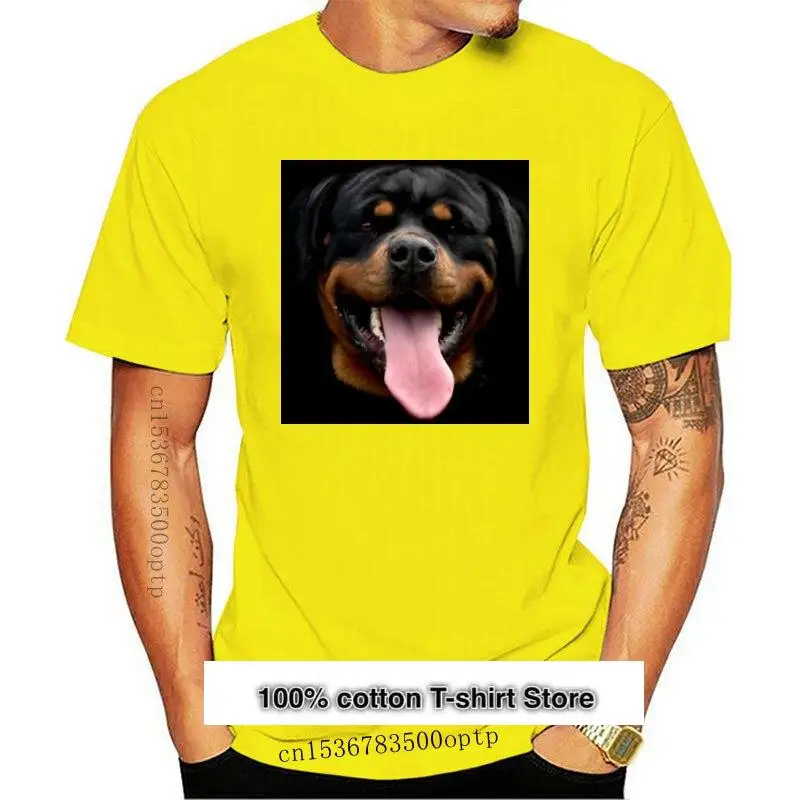 Rottweiler-camiseta negra para hombre, Camisa cómoda con cara de perro, cachorro Rottie, mascota feliz, 2024