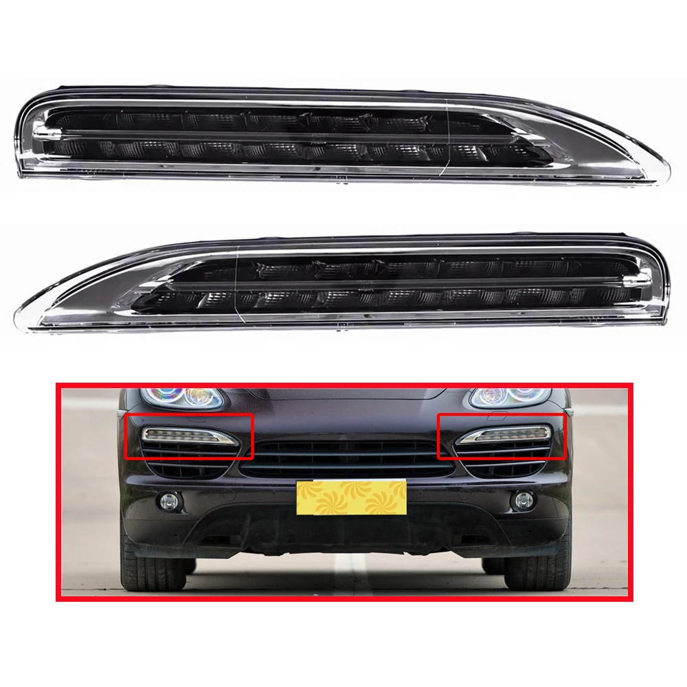 

Front Turn Signal For Porsche Cayenne 2011 Day Running Lights LED DRL 95863118100 95863118200