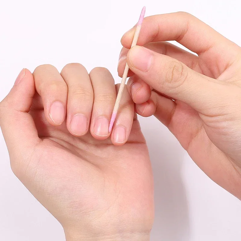 500-100 PC เล็บไม้ผ้าฝ้าย Swab ทําความสะอาด Sticks Bud เคล็ดลับแต่งหน้าขนตาเล็บรายละเอียด Corrector เล็บ Remover เครื่องมือศิลปะ