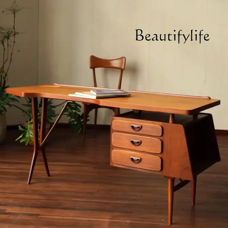 

Medieval solid wood retro desk writing desk Nordic desk personalized writing table customization