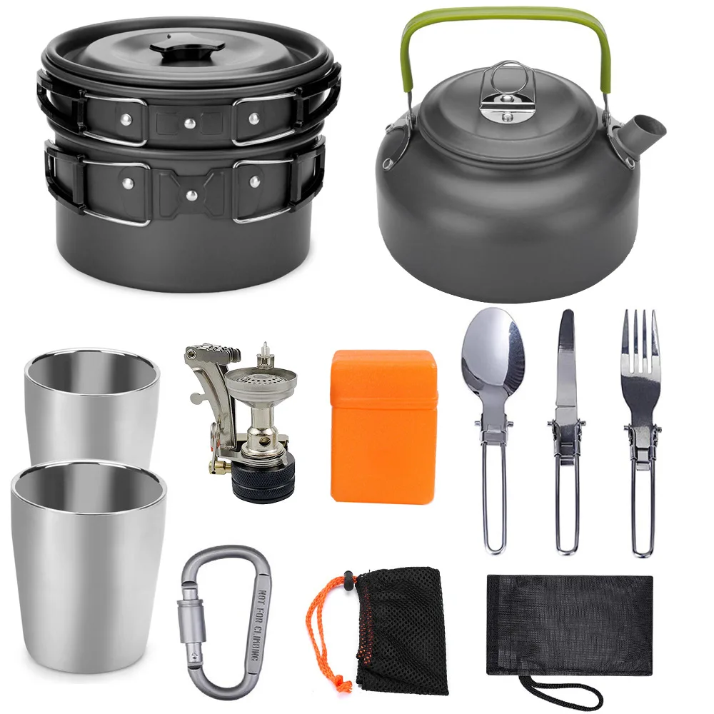 Outdoor Camping Portable Stove Pot Tea Pot Set Outdoor Cooking Utensils Heat Resistant PVC Straight Leg Pants Family Matching