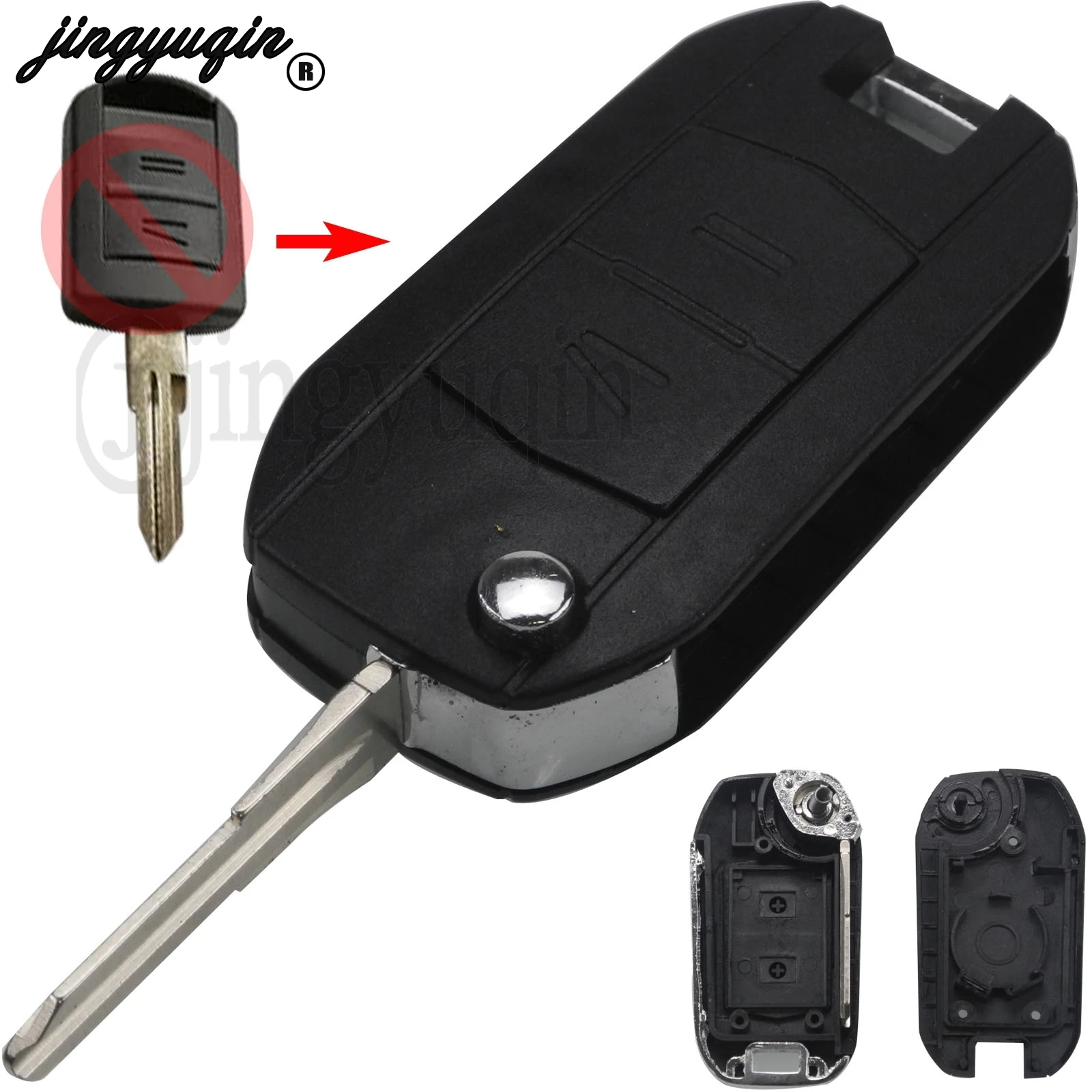 jingyuqin New Folding Remote Key Shell for Vauxhall Opel Corsa Agila Meriva Combo 2 Button Uncut Blank Fob Case Car-Styling