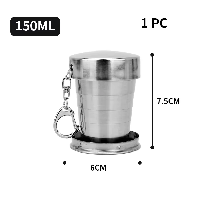 250ml Edelstahl versenkbare Tasse Outdoor-Reise Toiletten artikel Tasse tragbare kreative Kompression becher Mini handliche Tasse Falt becher