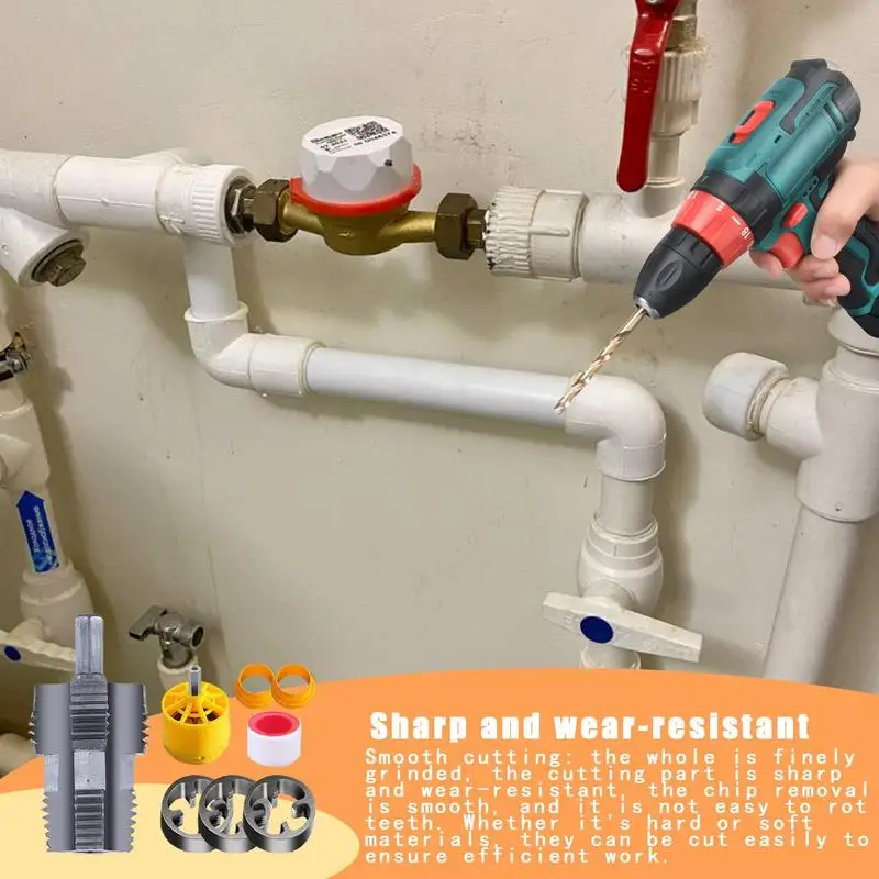 PVC Thread Maker Tool 1/2 Inch 3/4 Inch 1 Inch Pipe Threader Set  Pipe Threader Plumbing Tool Power Drill Water Pipe Threader