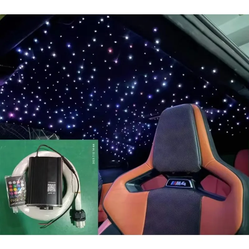 

18W RGBW Star Car Light Fiber Optic Kit 600 Pieces 3m 0.75mm Fiber Optic Sparkling Star with Applied Star Light for Roof