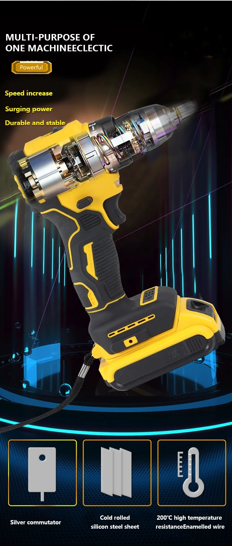 Cacciaviti elettrici portatili con batteria ricaricabile personalizzata JBS Set di trapani a percussione a batteria Kit di cacciaviti elettrici portatili