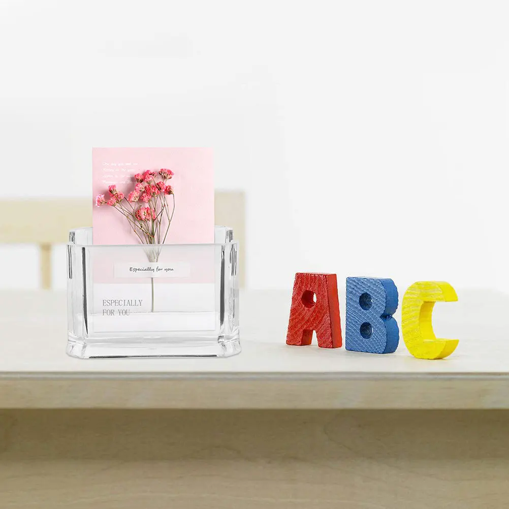 

4Pcs Business Card Holder Clear Acrylic Desktop Organizer Stand Transparent Card Display Holder Cards Storage Box