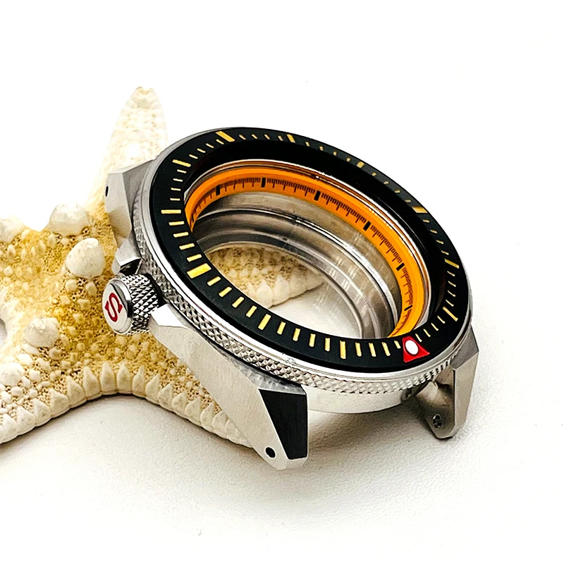 NH35 الهاتفي الياقوت الزجاج سايكو الحافة إدراج يناسب NH35 NH36 الحركة التلقائية 200 متر مقاوم للماء الملك الساموراي سلسلة SRPE33K1