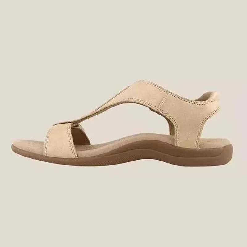 

Hot New European and American Flat Arch Velcr O One Word Casual Beach Oversized Sandals Slippers Beach Shoes