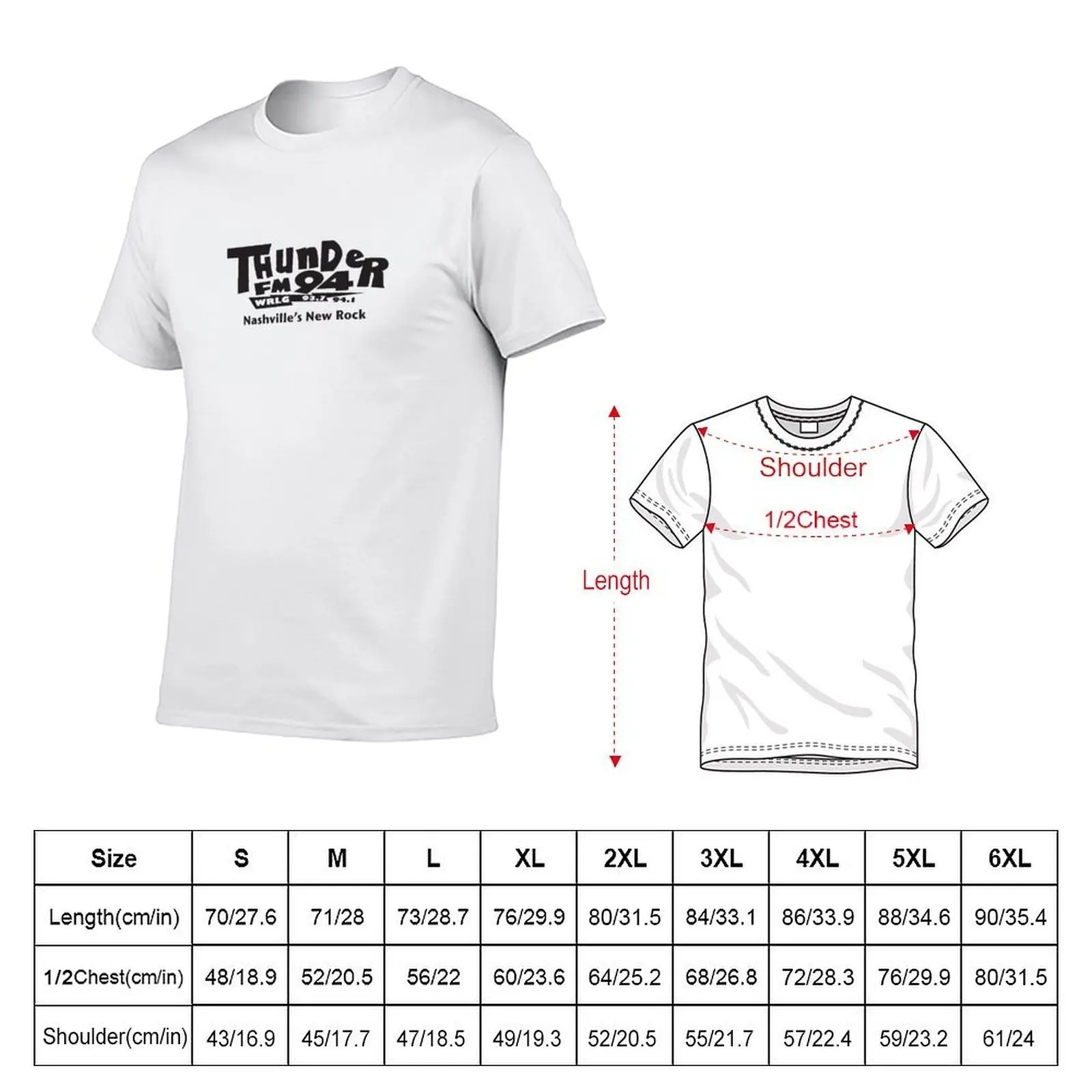 Thunder 94 Nashville (Black) 90s Radio Station Design T-Shirt blue lock anime stuff plus size men clothing