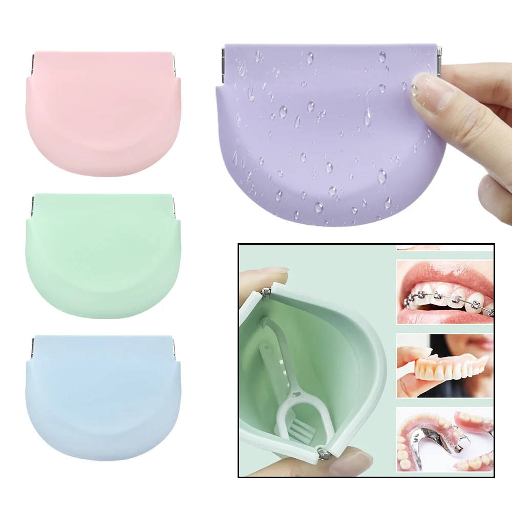 Slim Silicone Retainer Case Denture Case Sealed Braces Box Mouth Guard Container False Teeth Holder Oral Hygiene Supplies