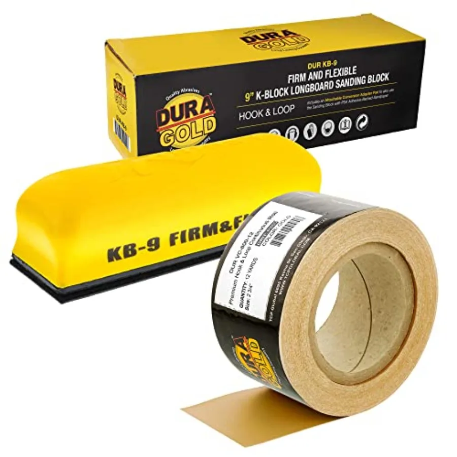 

Шлифовальный блок Dura-Gold Pro Series 9" K-Block: жесткий и гибкий ручной шлифовальный блок с креплением на липучке и адаптером PSA