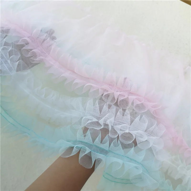 Trendy Pleated Butterfly Trim Costume Lace Fabric DIY Children's Skirt Lengthened Doll Wedding Dress Sewing Accessories Dentelle