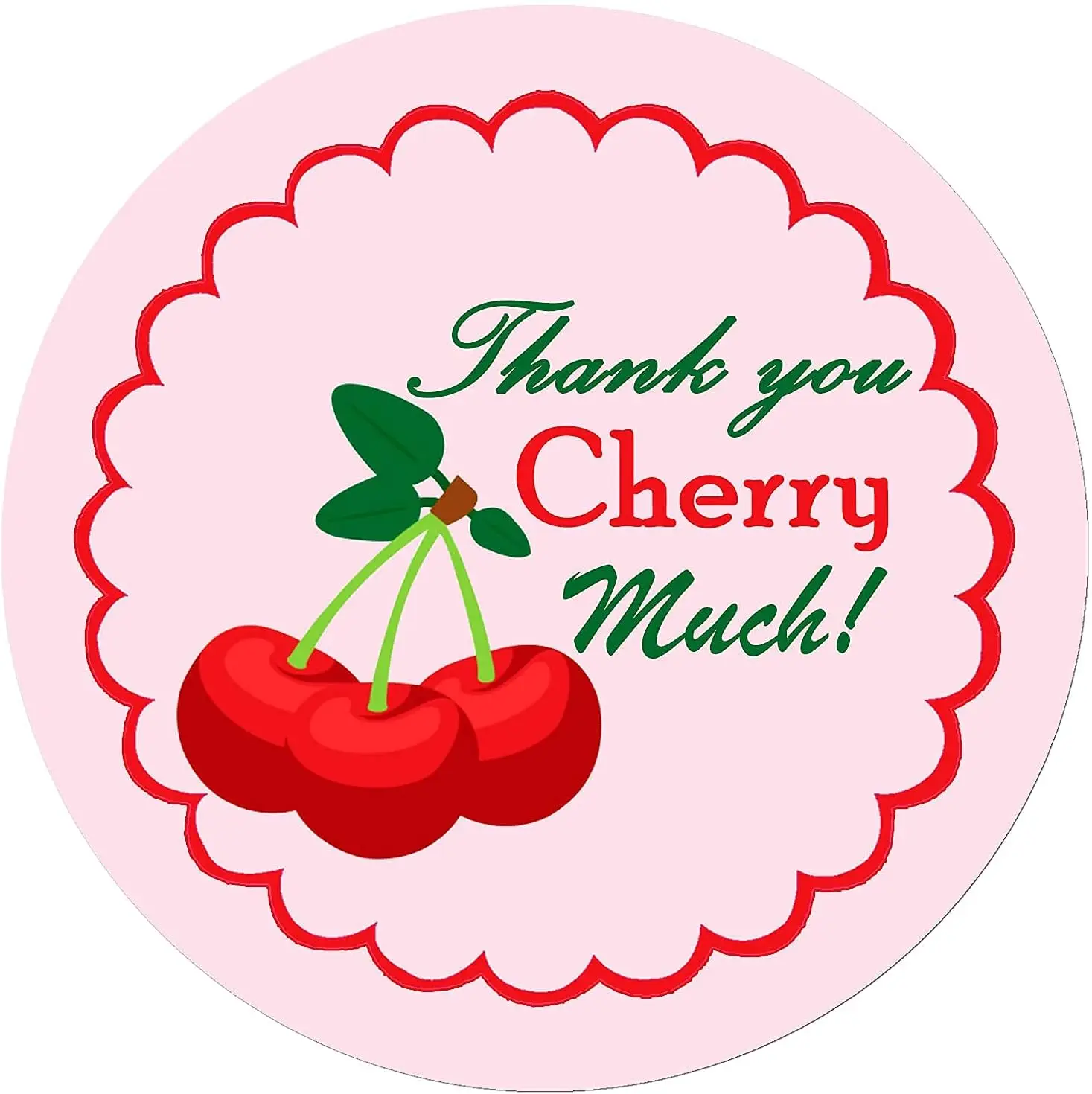 Thank You Cherry Much Stickers,2 Inch Sweet Cherries Birthday Party Favors Labels,Decoration Stickers for Envelope Cookies Candy