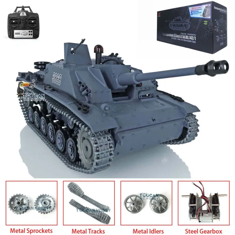 US SALE Henglong 1/16 7.0 RTR RC Tank Stug III 3868 Upgraded Metal Tracks Remote Control Model for Military Enthusiasts - view 3