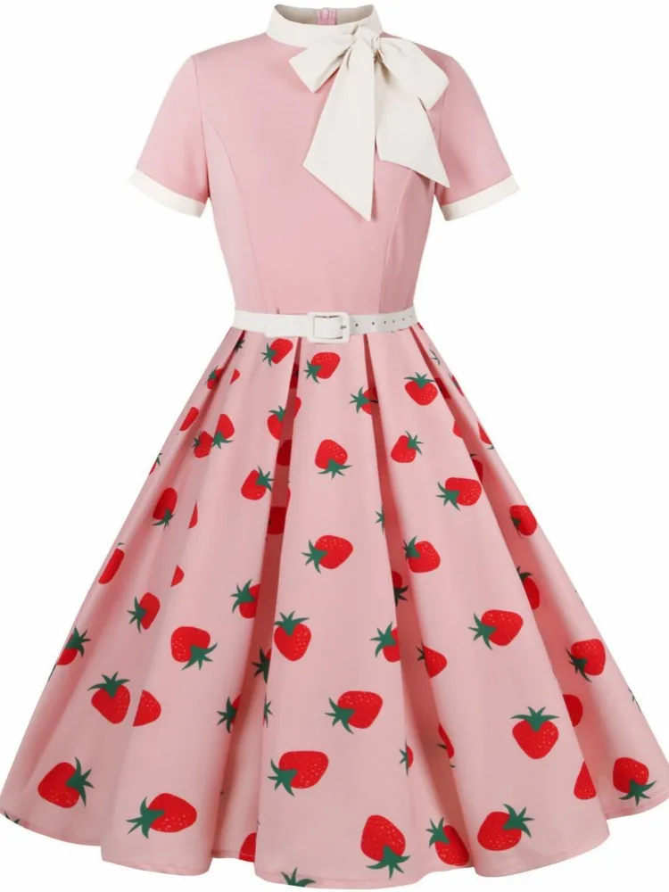 Damska letnia Pin Up w stylu Casual, imprezowa sukienka 2024 krótki rękaw sukienka Retro Vintage Rockabilly z lat 60. Z lat 50. 1960 lat 1950. Sukienka typu Swing Vestidos