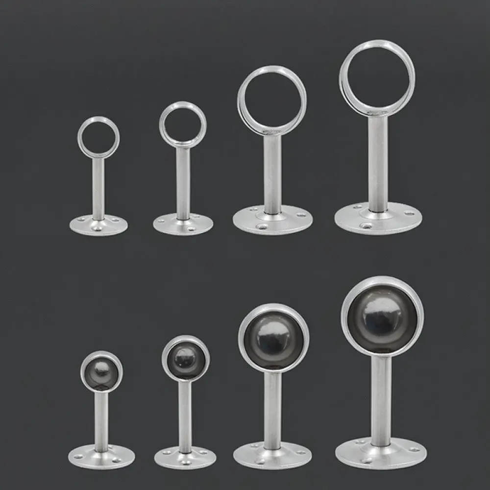 Round Tube Flange Bracket Closet Rod Holder Open Design Stainless Steel Wardrobe Pipe Support Furniture Fixing Accessory