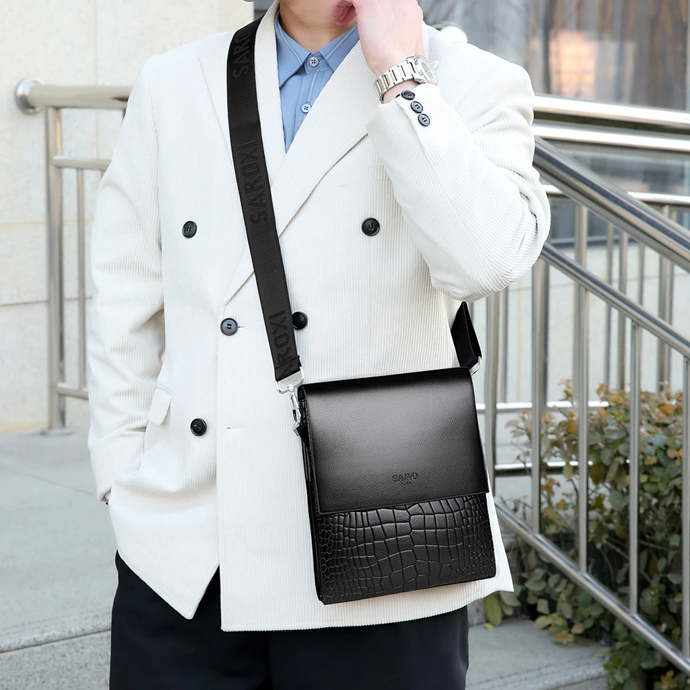 

Fashionable Men's New Trendy Crocodile Pattern PU Shoulder Bag Crossbody Bag 가방 сумка через плечо bag for man