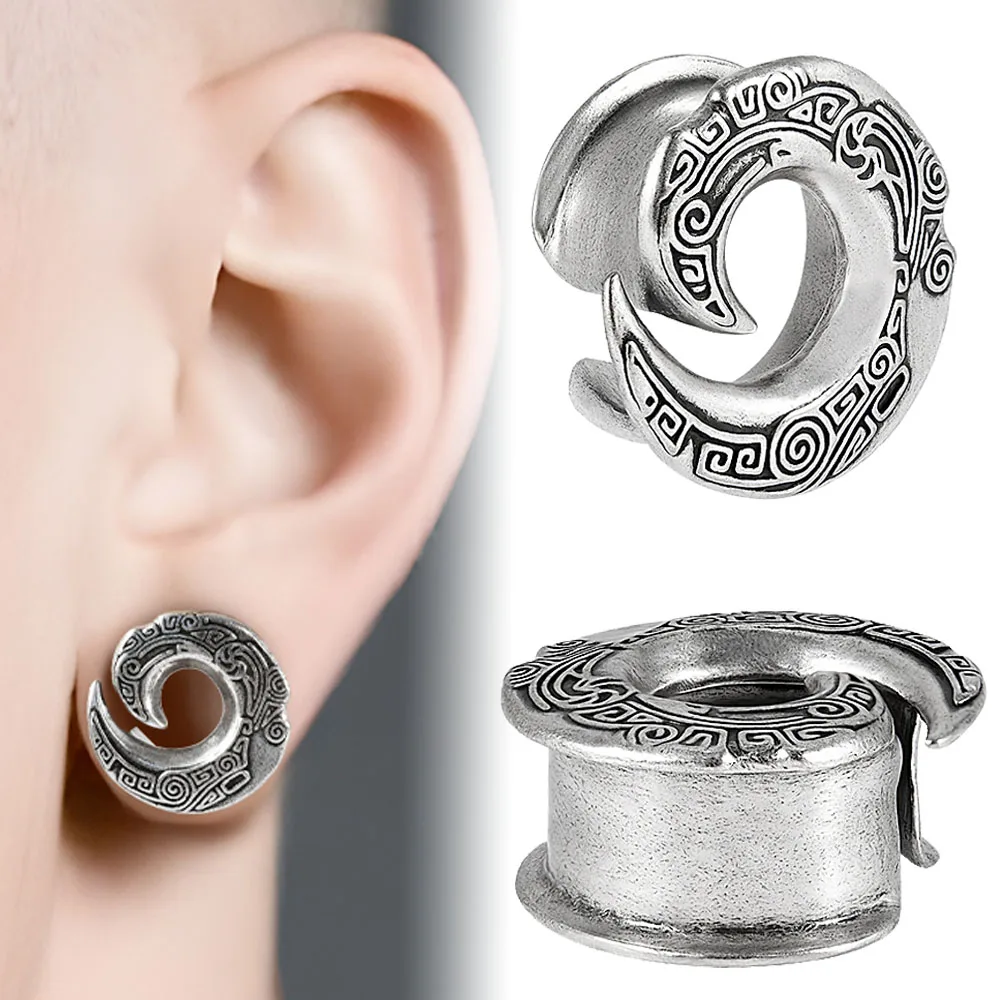 1PC Copper Cool Rotation Textured Ear Gauges Ear Tunnel Plugs Expanders Double Flared Earrings Plugs Piercing Body Jewelry