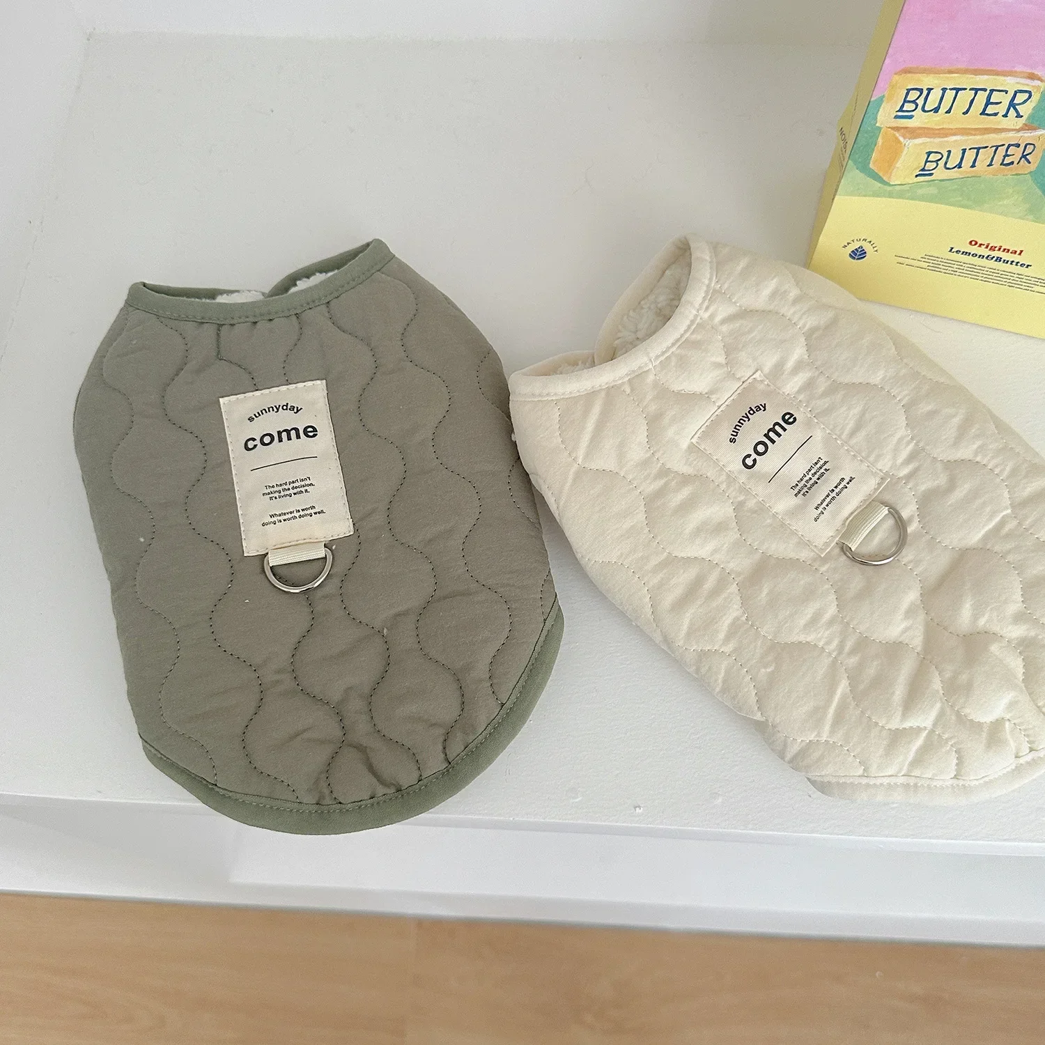 Ins Pet Cotton Coat, Thick Dog Clothing, Ripple Top, Can Be Pulled, Sleeveless Vest, Designer Dog Clothes, New, Winter