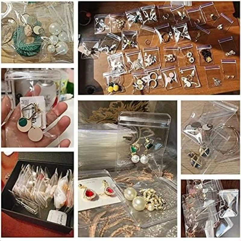 100/50 Stück transparente, selbstdichtende Ziplock-Beutel aus PVC, staubdicht, wiederverschließbar, Schmuckbeutel für Ringe, Ohrringe, Armbänder, Halsketten – Detail 11