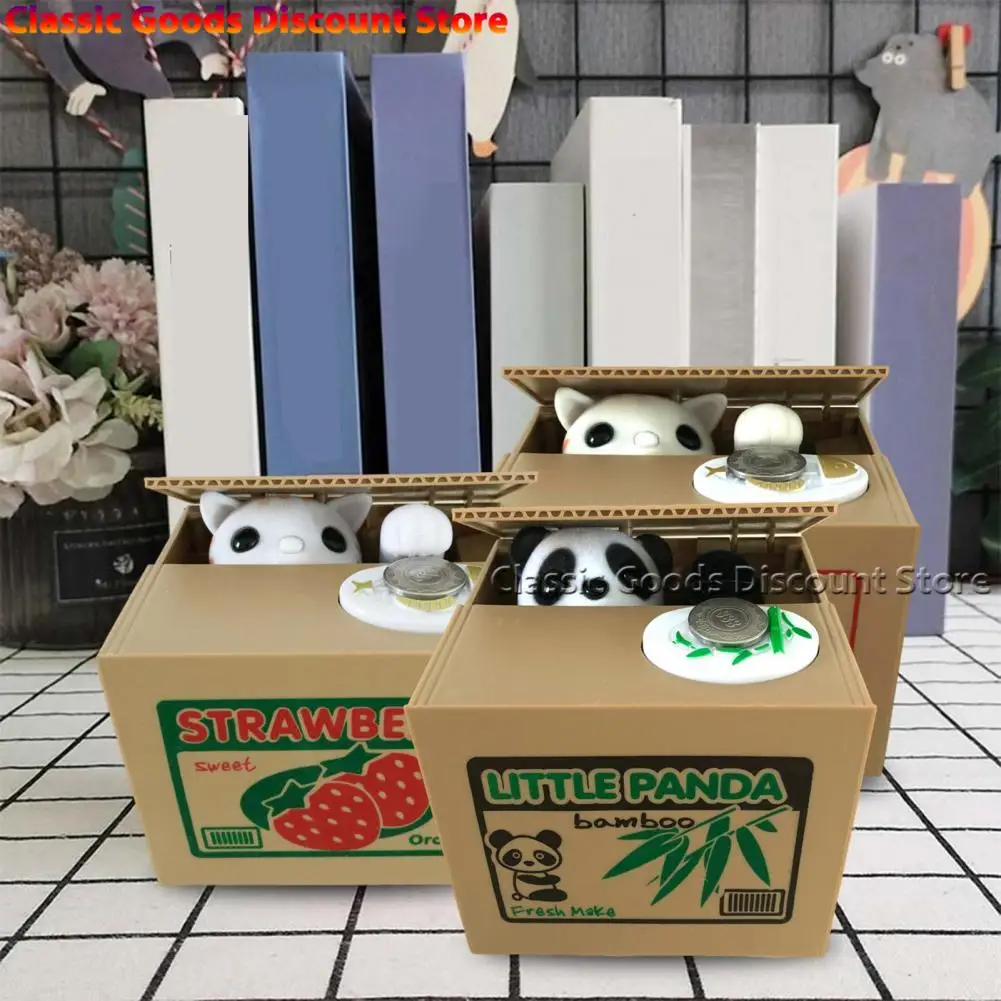 Hucha automática para robar dinero, hucha de gato codicioso, Compatible con monedas de EE. UU., caja de ahorro de dinero para niños