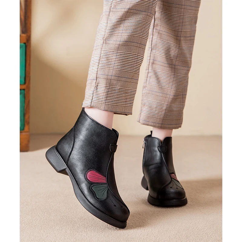 الأغنام الفراء الشتاء أحذية النساء الثلوج الأحذية الدافئة أفخم شقة السيدات حذاء من الجلد الشتاء حذاء للأمهات حجم كبير 42 D674