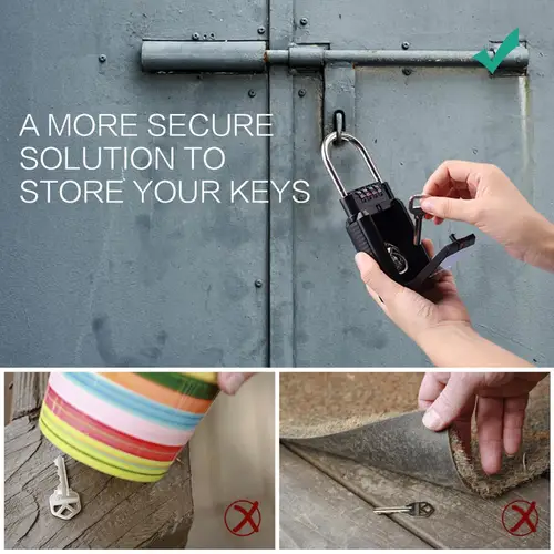 Imagen 2 del producto Caja de bloqueo de almacenamiento de llaves ORIA, cerradura de combinación de 4 dígitos, caja de seguridad impermeable, candado de seguridad para interiores y exteriores montado en la pared