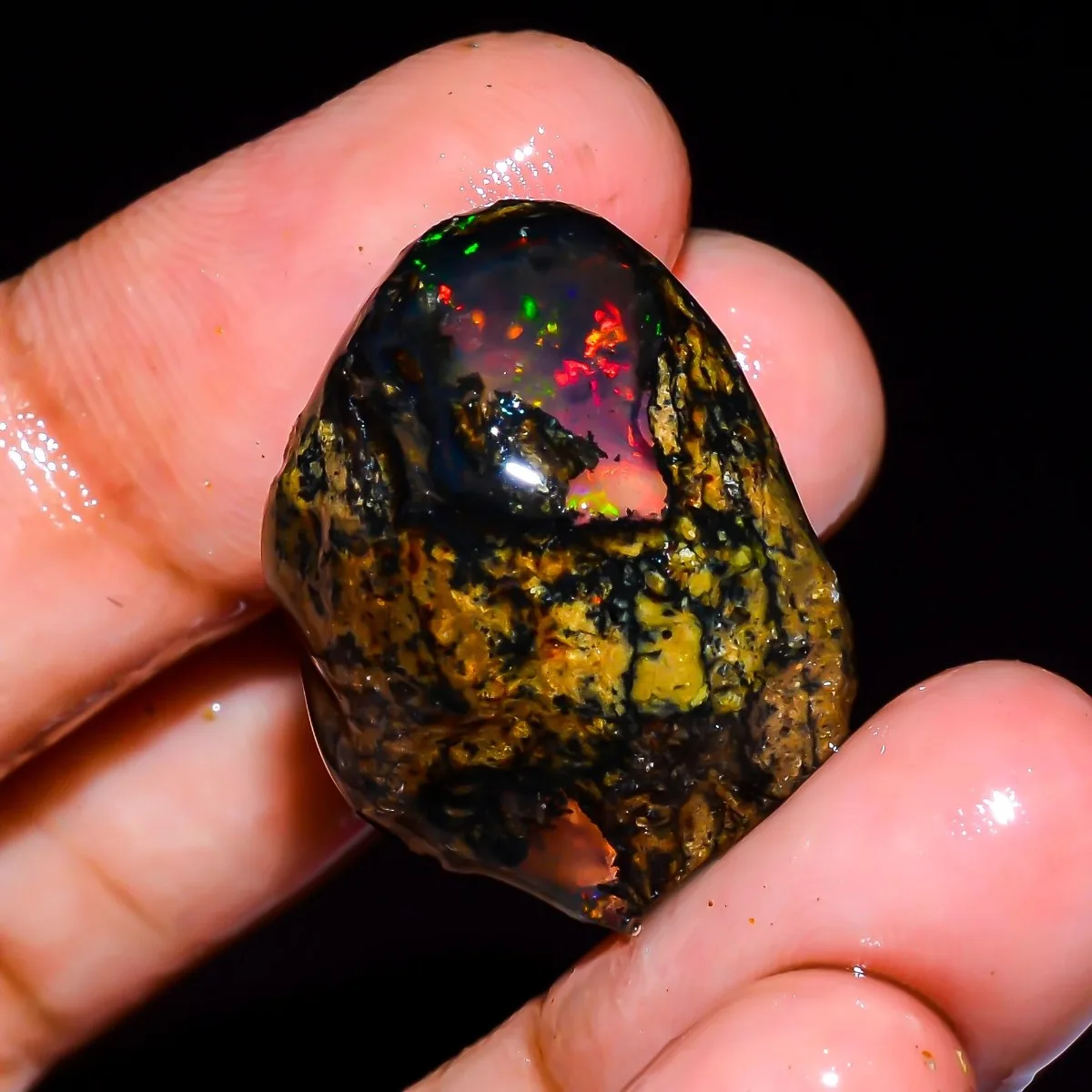 Natural Ethiopian Welo Opal Rough Raw 25-80CT Rainbow Flash Loose Gemstone Jewelry Making Randomly Selected One