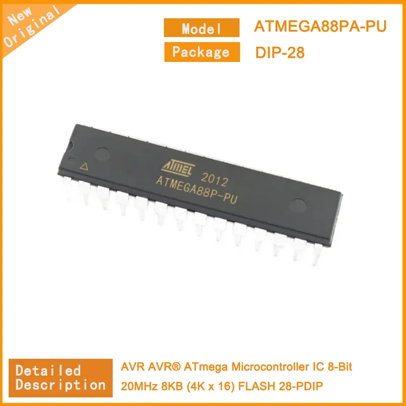 5Pcs/Lot  New Original  ATMEGA88PA-PU  ATMEGA88PA  AVR AVR® ATmega Microcontroller IC 8-Bit 20MHz 8KB (4K x 16) FLASH 28-PDIP