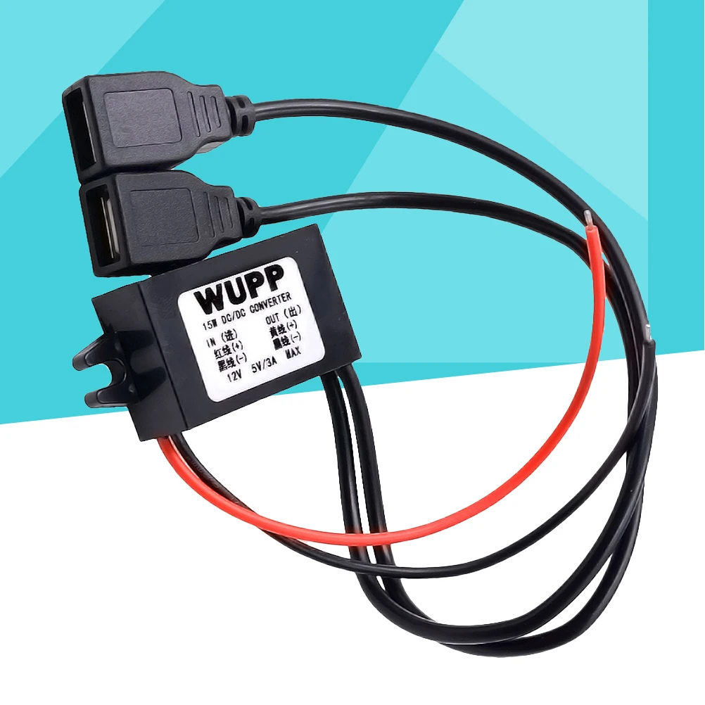 

Vehicle Power Converter Supply Module Dual USB Cable Car 12v to 5v Driving Recorder