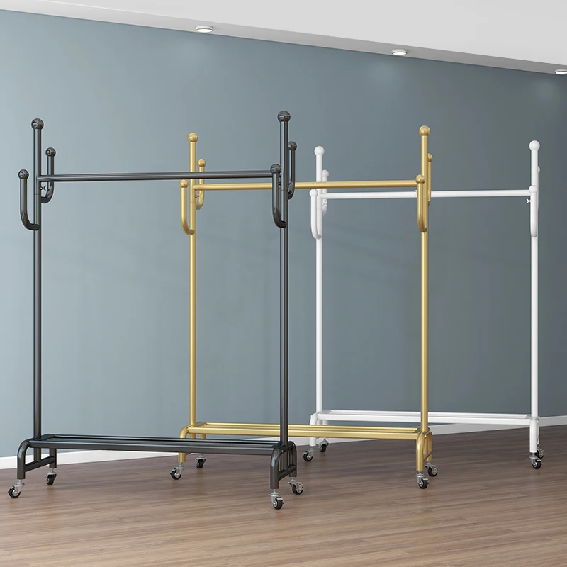 Light luxury household space-saving small floor-to-ceiling clothes rack balcony drying rack indoor multi-functional clothes