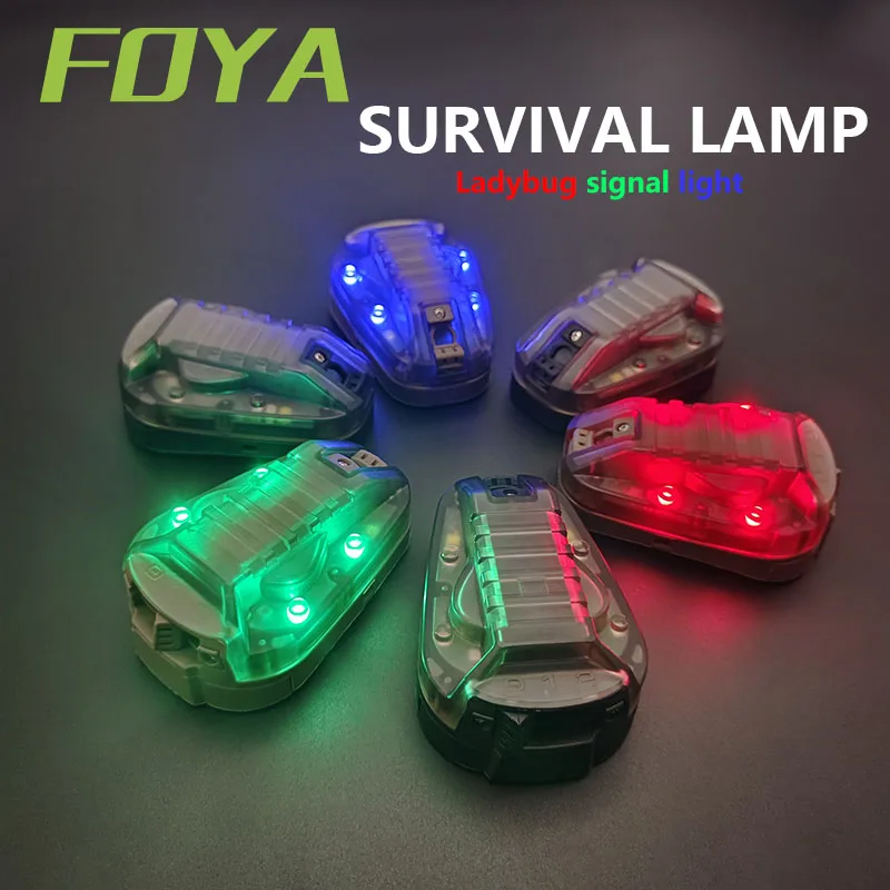 Caschi tattici impermeabile Ladybird Lamp Signal Flash Light IR Strobe Survival Safety multiuso Camping Hunting Outdoor Tool