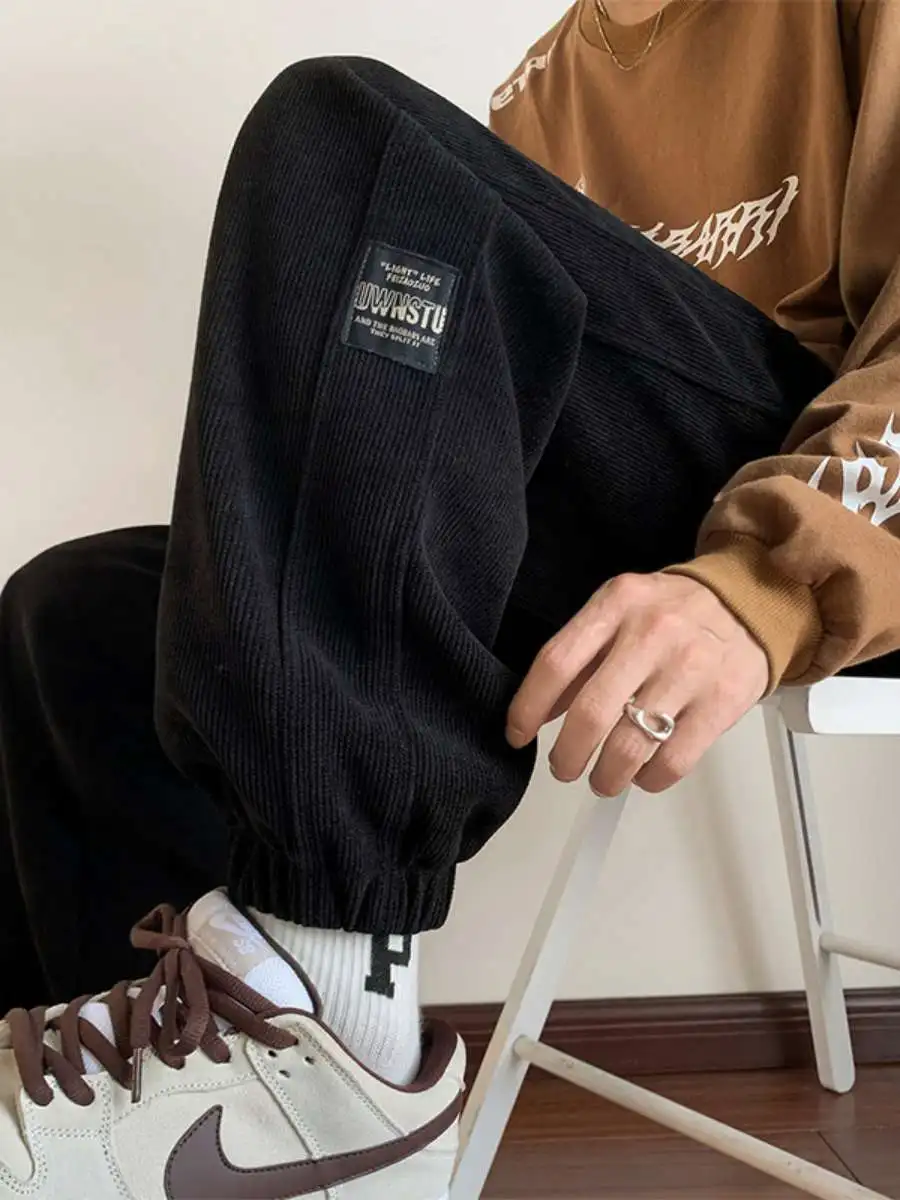 

Casual Spor Men's Spring New Sle Trousers High Street INS Teenagers Cotton Fce Long Pants Comfortable Loose Fit Trousers