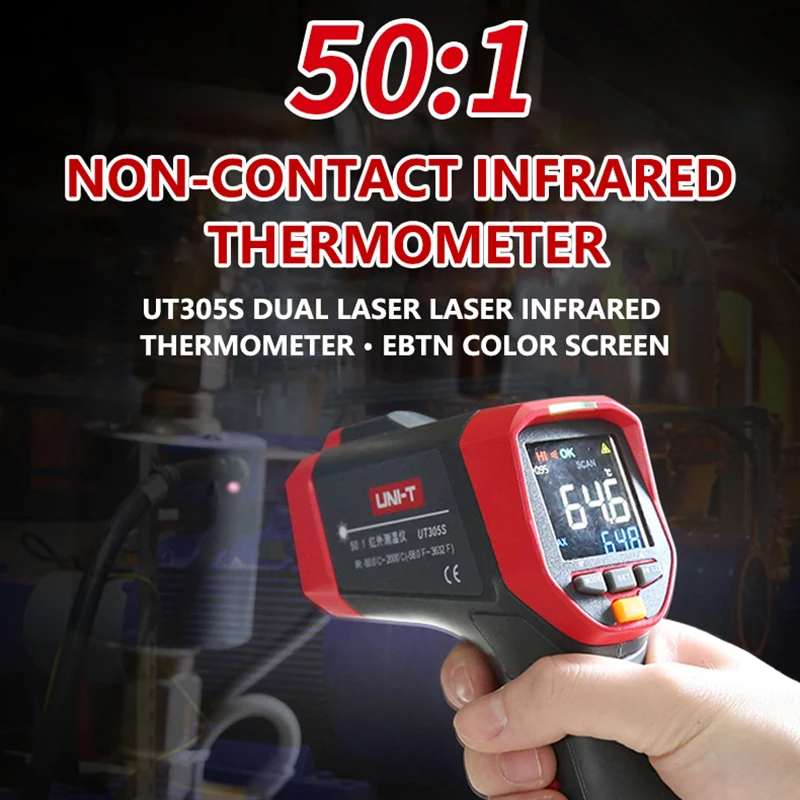 Termómetro infrarrojo Digital UNI-T UT305S, medidor de temperatura sin contacto, instrumentos de medición industriales para reparación