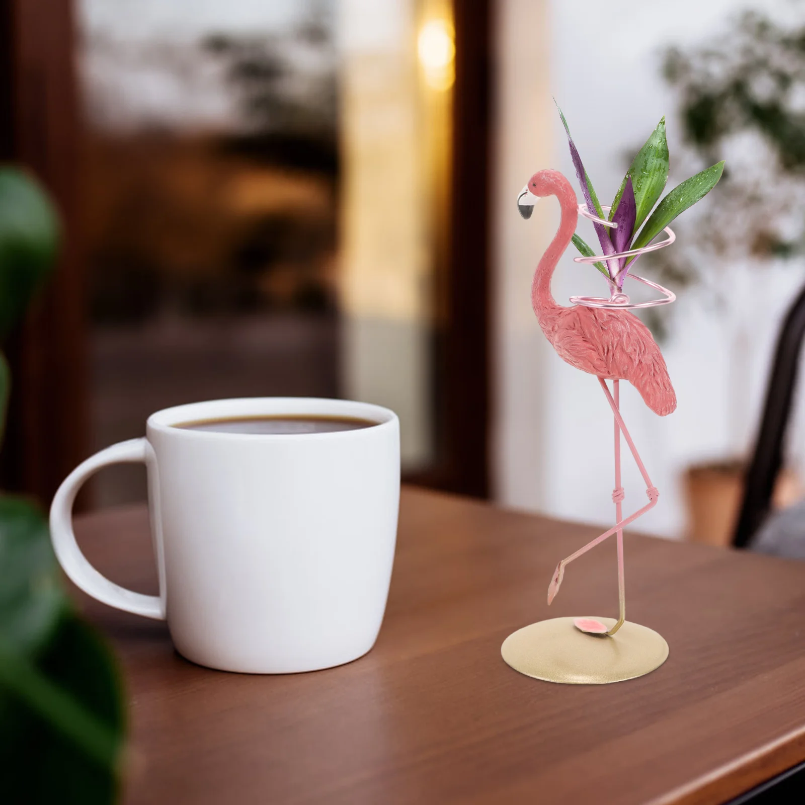 

Air Holder Flamingo Design Resin Tabletop Ornament For Tillandsia Decorative Plant Rack Small Plant Display Home Office