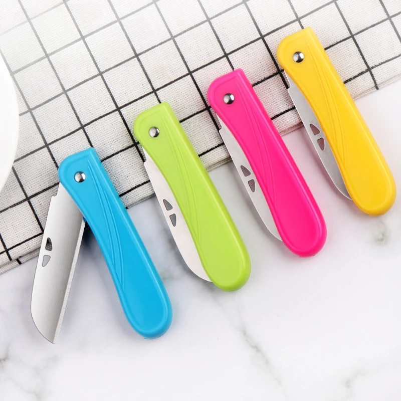 1pc Colorful Candy‑Colored Stainless Steel Fruit Knife Portable 4‑Inch Peeling Paring Knife with Sheath Gift Small Kitchen Tool