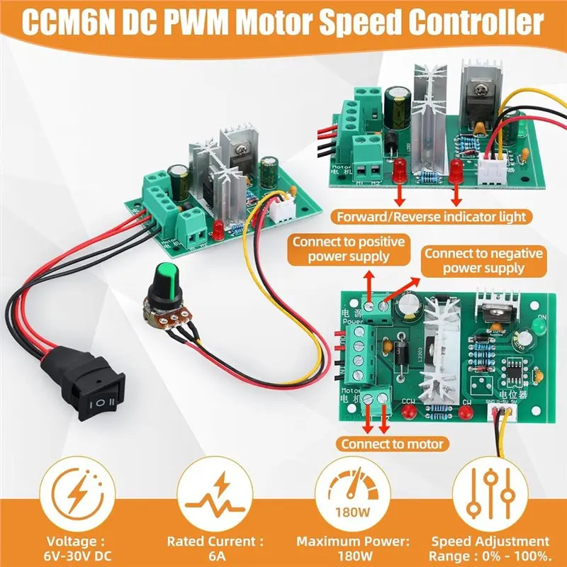 A23E-4 Pack DC 12V 600Rpm Geared Motor JGB370-520, CCM6N DC PWM Motor Speed Controller, And 6Mm Flange Coupling Connector