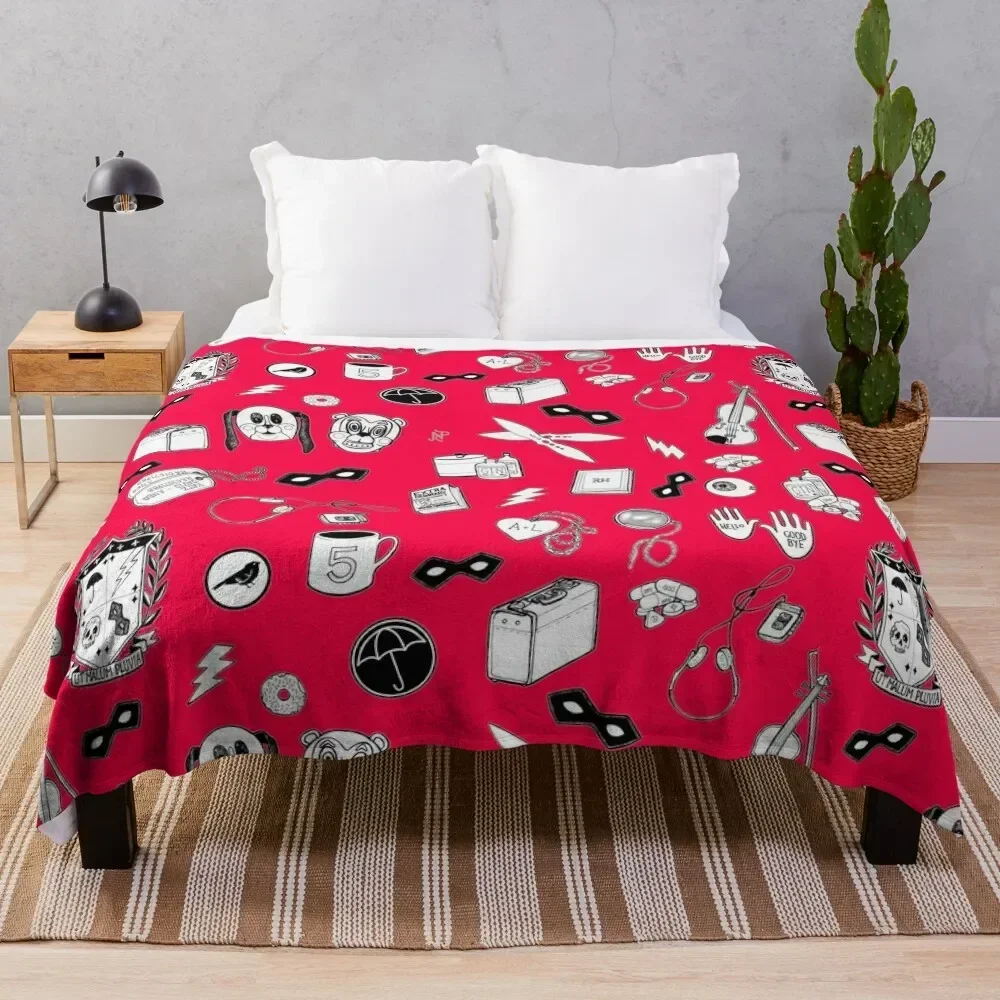 The Umbrella Academy Pattern - coral red Throw Blanket Bed Fashionable Blankets For Bed Blankets