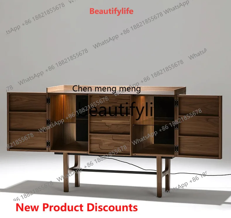 

2003 All solid wood bookcase North American storage wine cabinet living room display home TV side cabinet