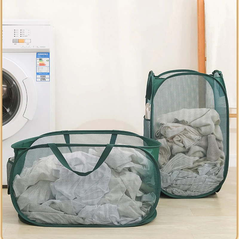 Laundry Basket Portable Large Storage Basket Folding Hollow Dirty Laundry Basket with Durable Handles Household Storage Basket