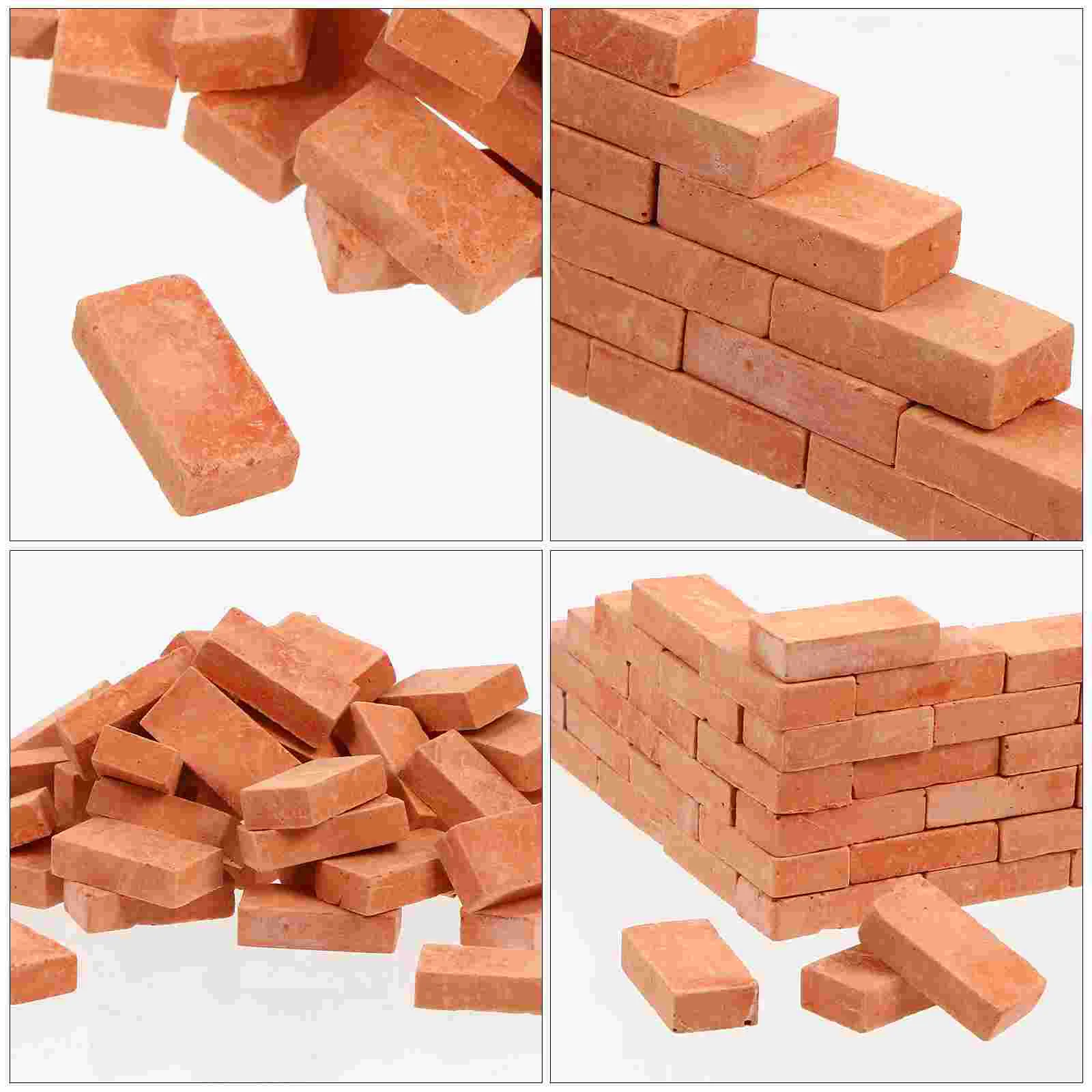 50 Pcs Simulated Brick Micro Landscape Accessories Wall Panelling Kits Blocks Miniature Clay Small Adornment Man