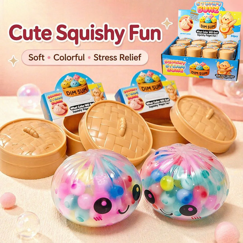 Image of Neue bunte Glitzerperlen-gefüllte Dumpling Squishy, Überraschungsbox mit Geschenkbox & verstecktem Stil, Stressabbau-Sensorik-Quetschspielzeug