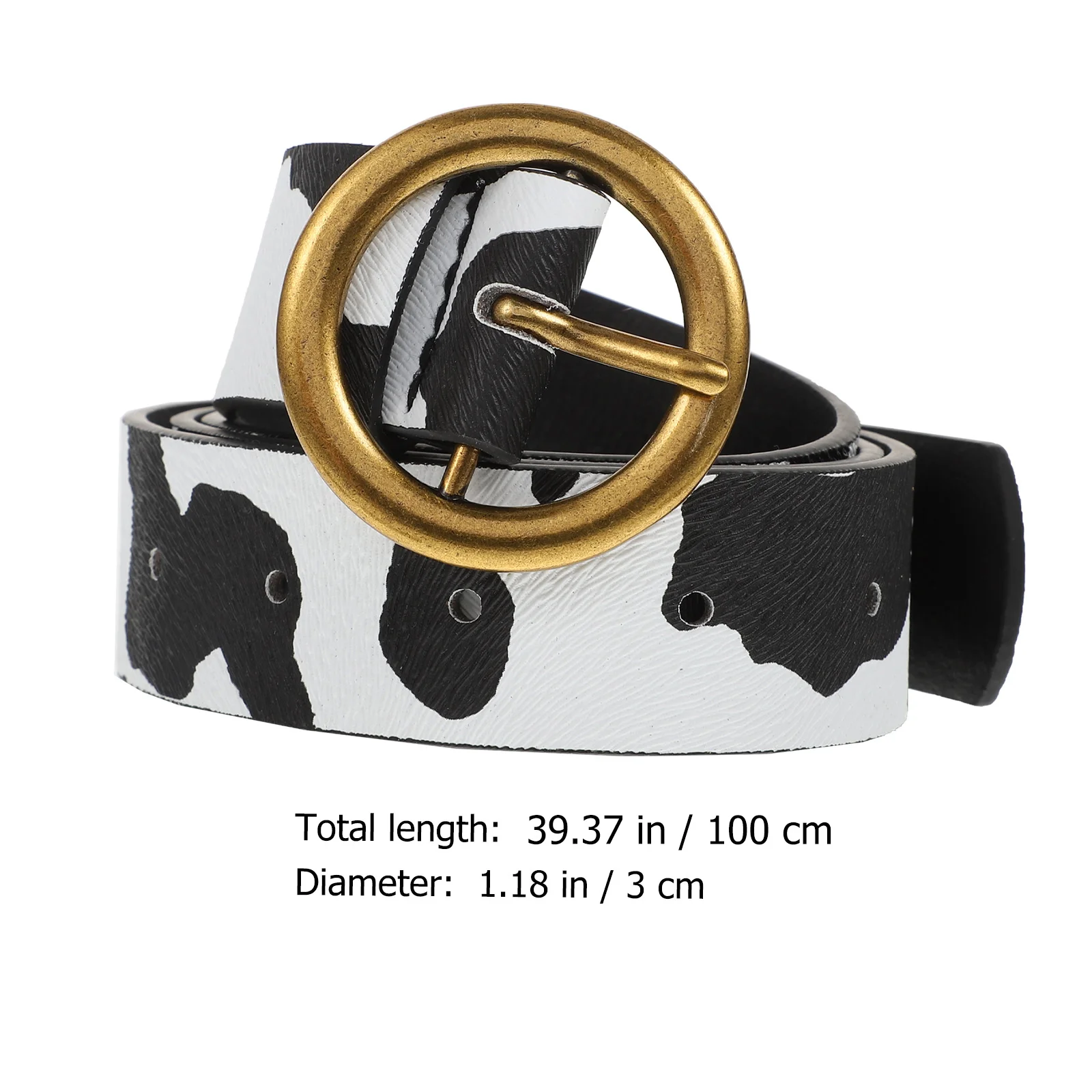 

Cow Print Belt Women Imitation Waist Strap Fashion Streetwear Accessory Pin Buckle Ladies Dress Jeans Decor