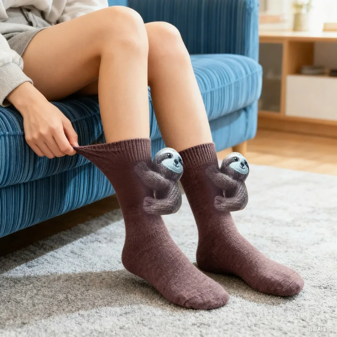 ثلاثية الأبعاد الكرتون الحيوان باو الجوارب اليدوية طبقة مزدوجة معزول الجوارب الشتاء سميكة الدافئة جوارب متماسكة للمنزل في الهواء الطلق ارتداء اليومي
