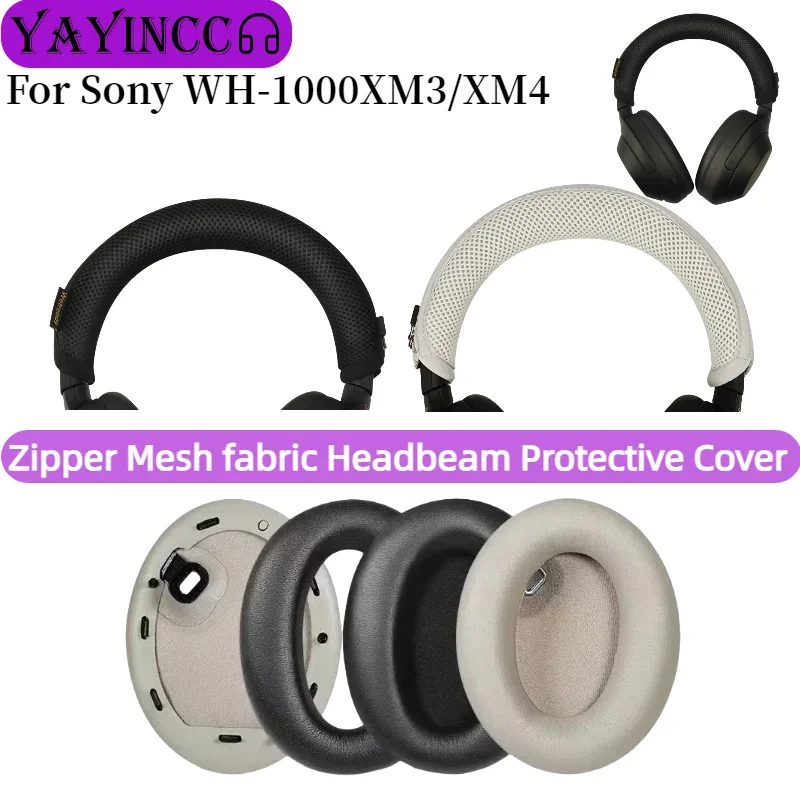 

YAYINCC Replacement Leather Ear Pads Knitted fabric zipper head beam protective cover Combo for Sony WH-1000XM3/XM4 Headphones