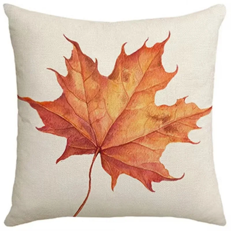 Thanksgiving Pillow Cover Maple Leaf Print Soft Fabric Fall Decor for Living Room Bedroom