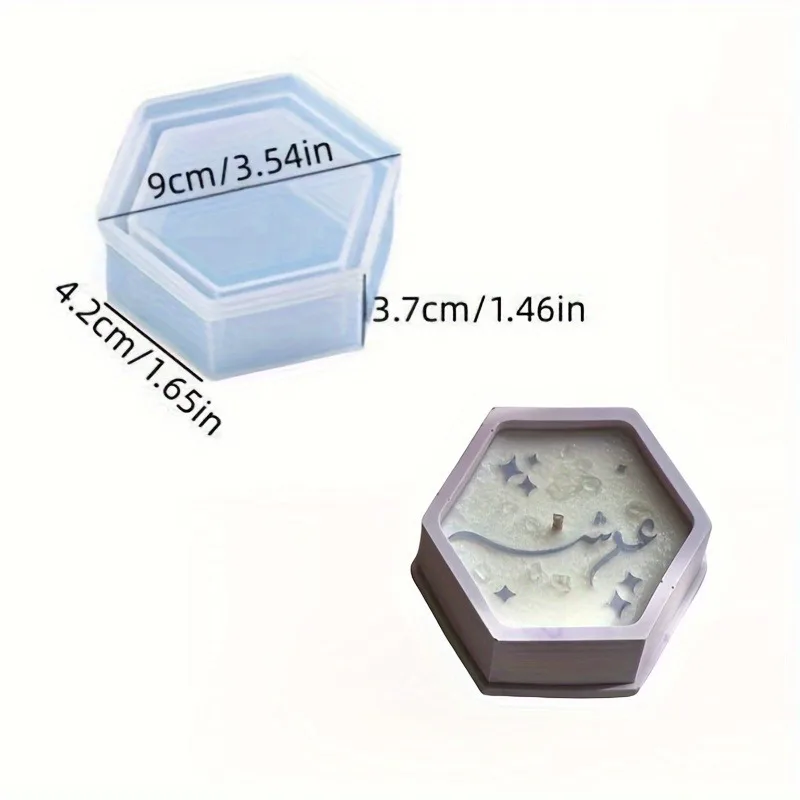 1pc Hexagon Candle Jar Mold Resin Geometric Storage Box Silicone Mold,Wax Mold For DIY Jewelry Container Box, Resin Clay Art